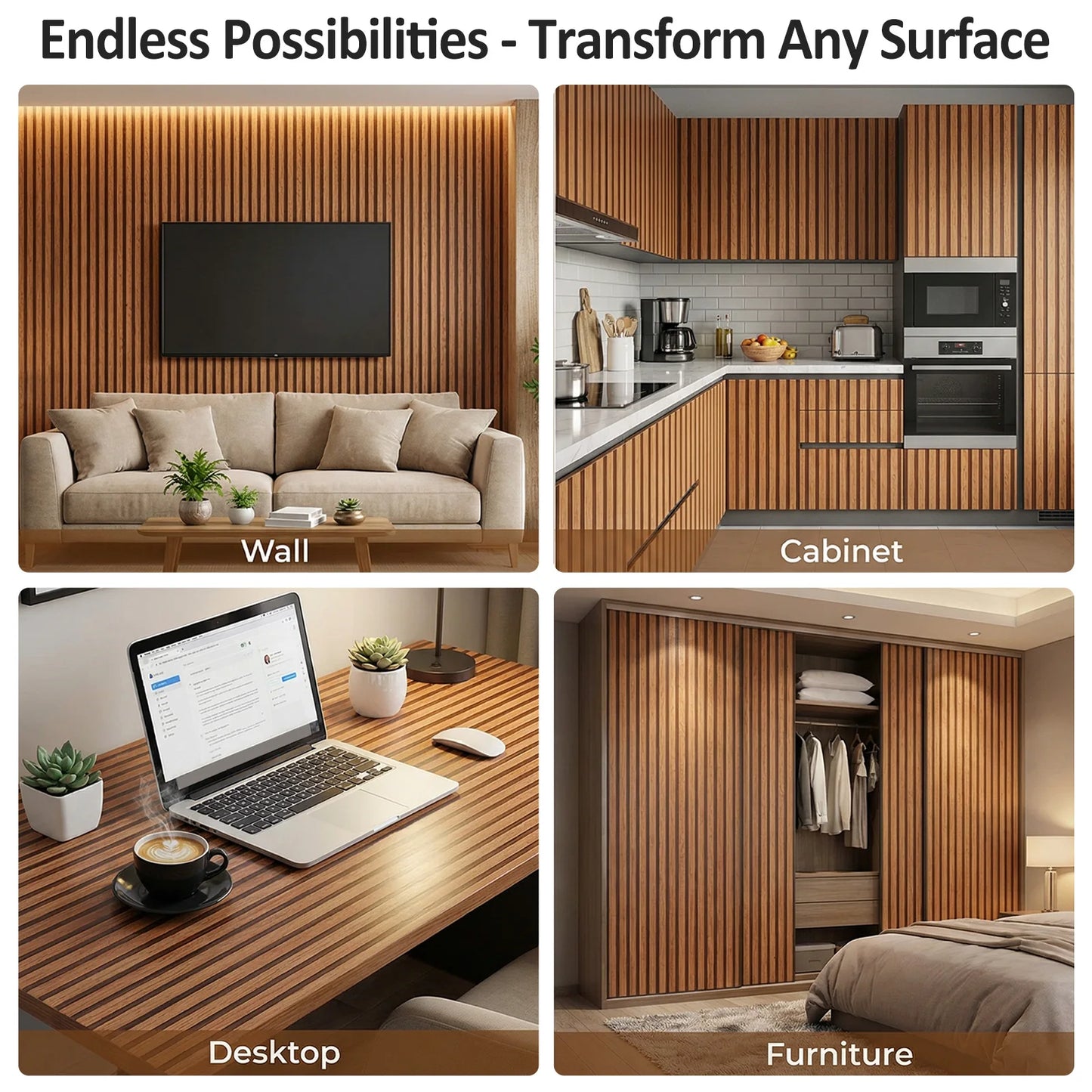 3D Wood Slat Peel & Stick Wall Panel