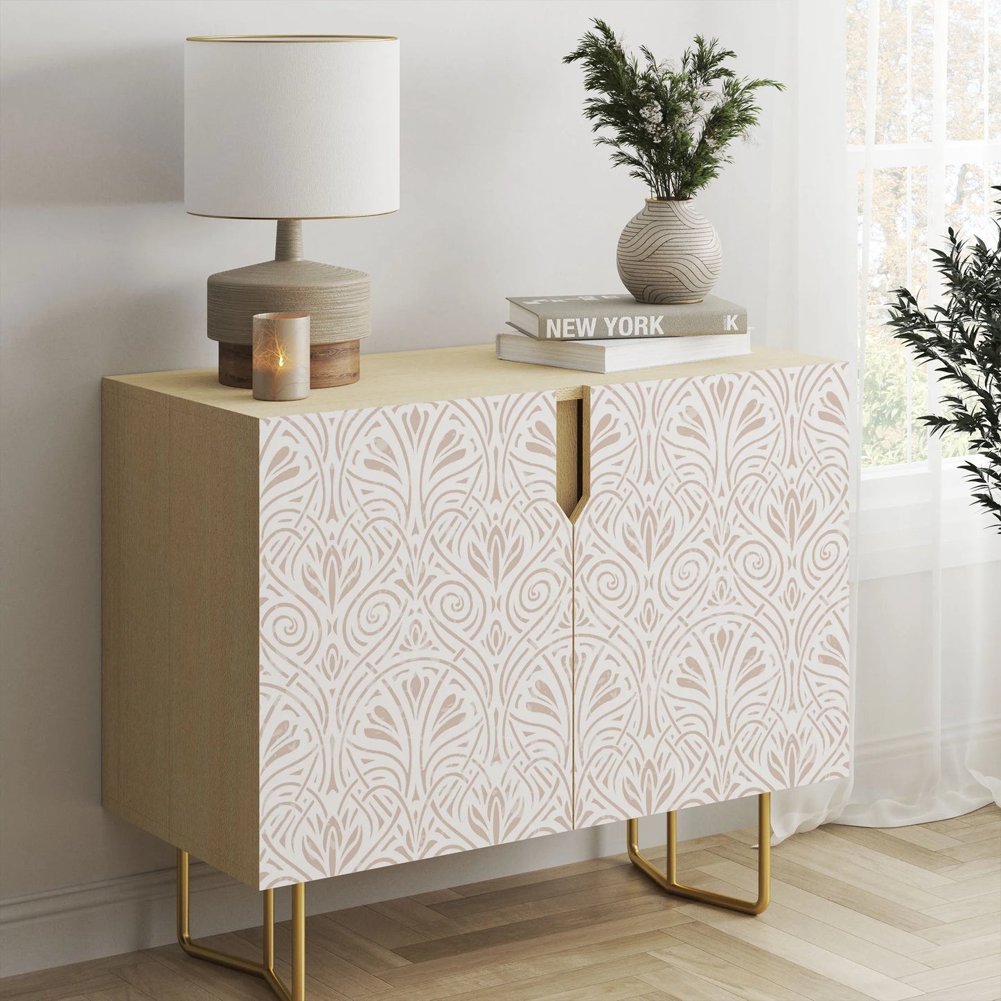 Geometric Peel & Stick Wallpaper – Boho Modern Light Brown