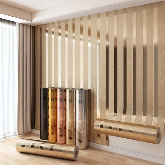 Gold Striped Peel & Stick Wall Panel