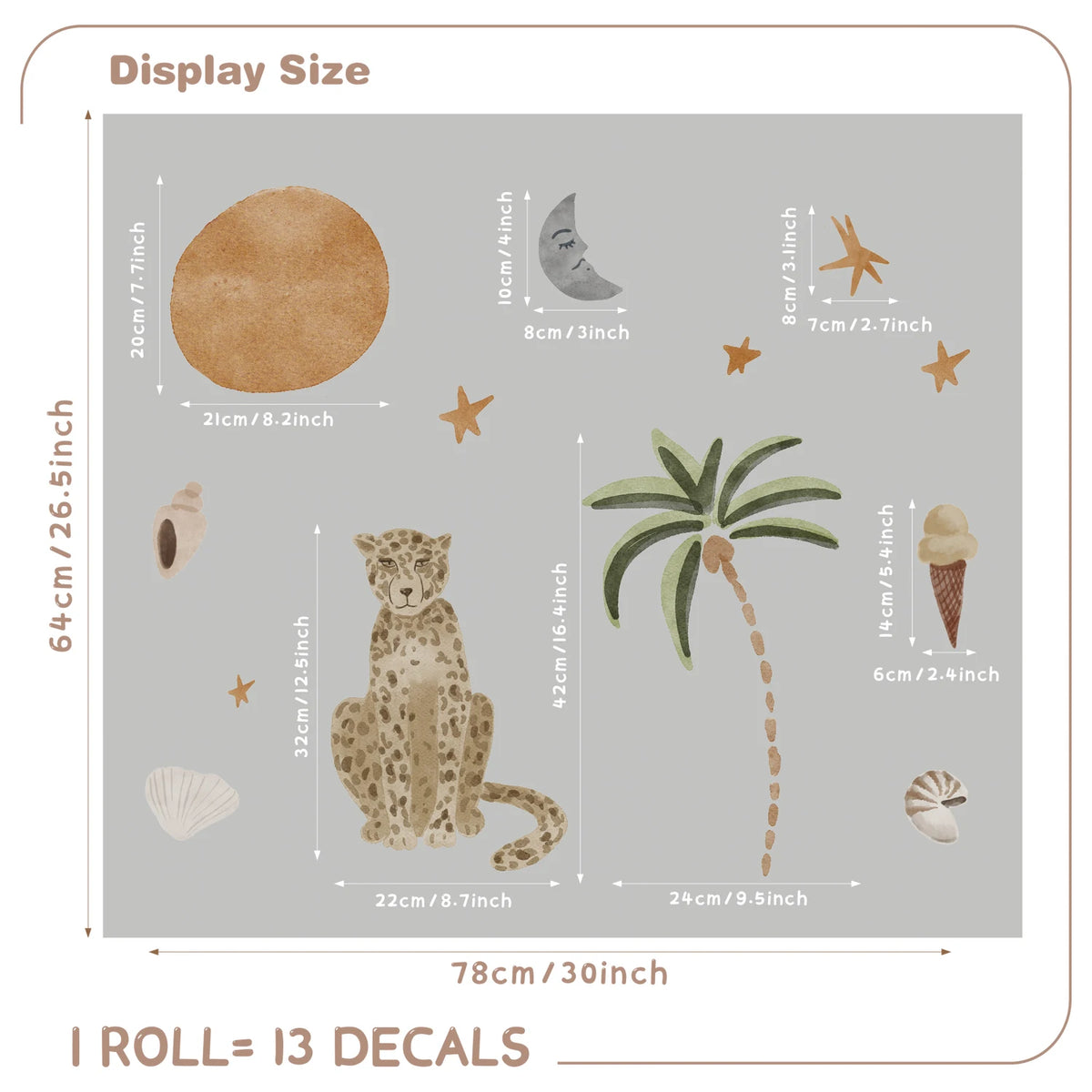 Watercolor Leopard & Tropical Plants Peel & Stick Wall Decals