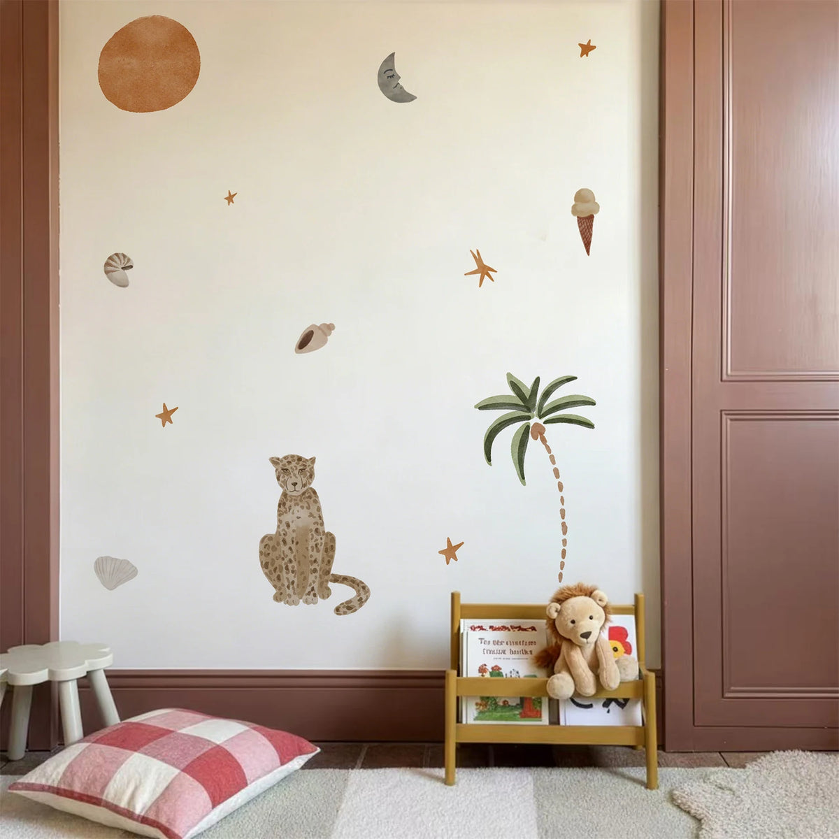 Watercolor Leopard & Tropical Plants Peel & Stick Wall Decals