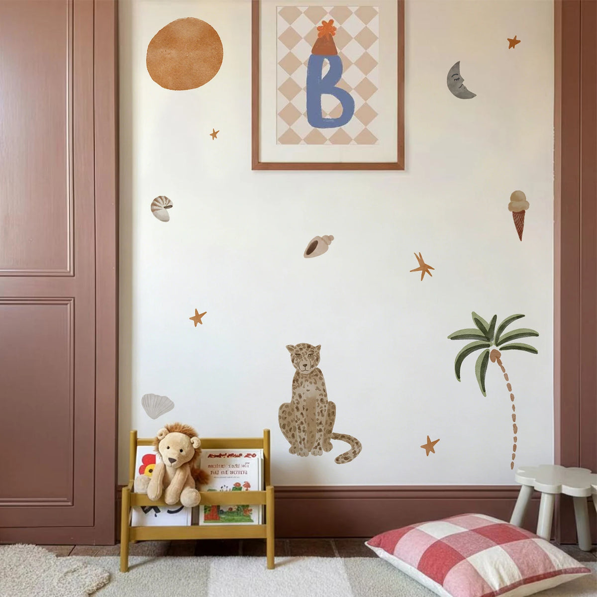 Watercolor Leopard & Tropical Plants Peel & Stick Wall Decals