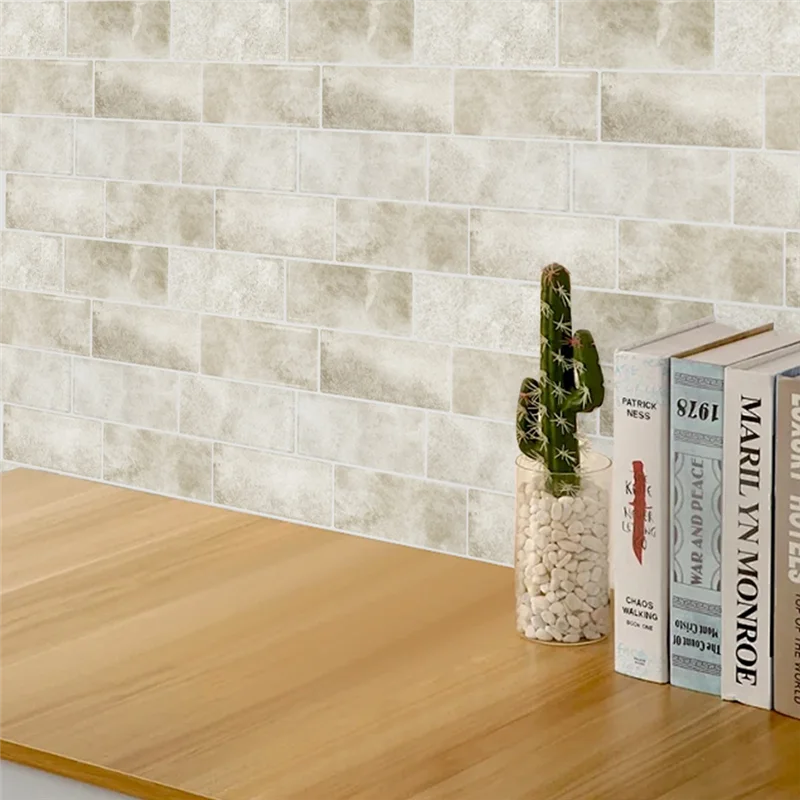Beige Stone Peel & Stick Wall Tiles