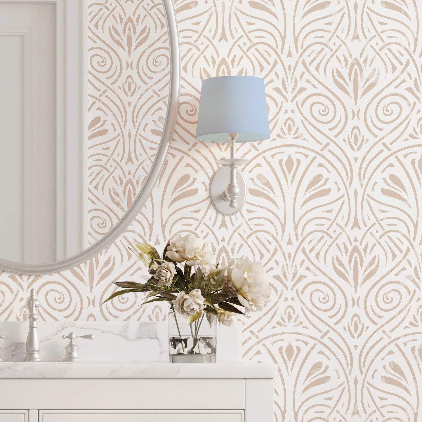 Geometric Peel & Stick Wallpaper – Boho Modern Light Brown