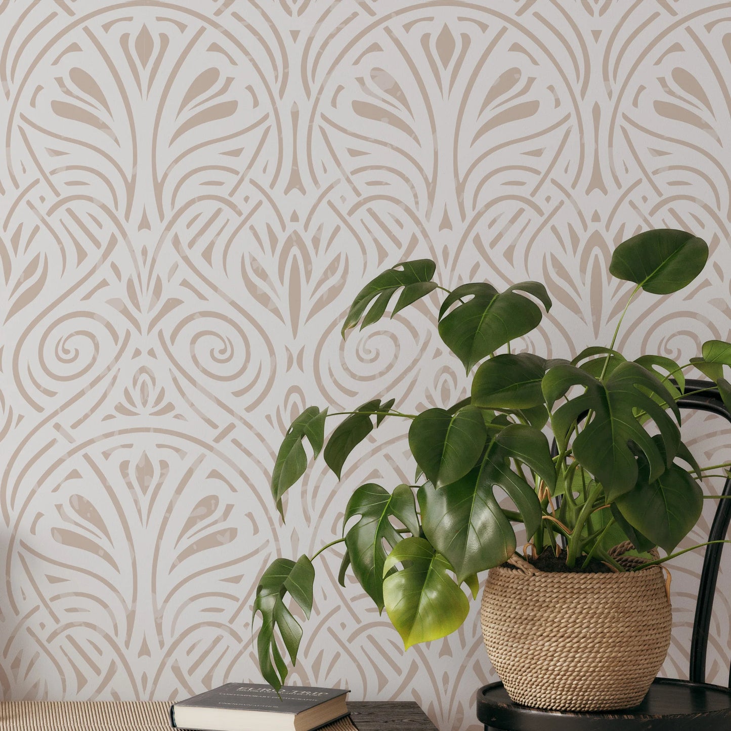 Geometric Peel & Stick Wallpaper – Boho Modern Light Brown