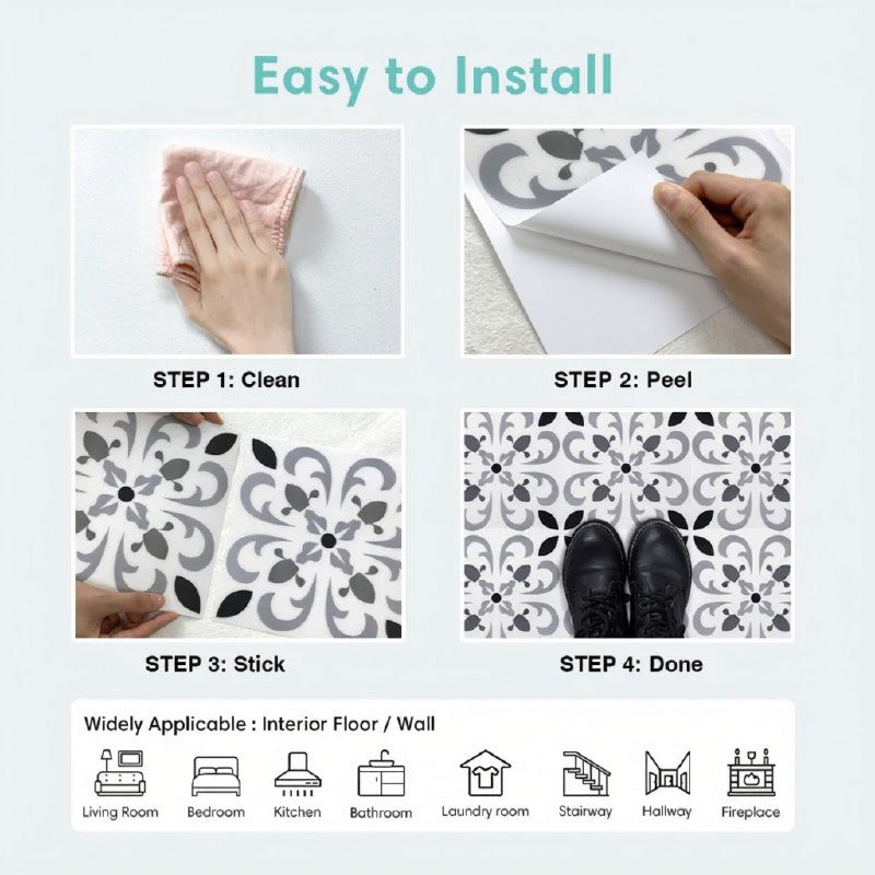 Non-Slip Peel & Stick Floor Tiles